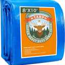 Tarps Heavy Duty Waterproof 8x10, Blue Tarp, Waterproof Plastic Poly 16 Mil Thick Tarpaulin with Metal Grommets Every 19.5 Inches - Emergency Rain Shelter, Outdoor Cover, and Camping Use, Blue