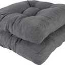 RACE LEAF 19" x 19" Patio Chair Cushions Gray - Outdoor/Indoor Tufted Memory Foam Chair Pads Set of 2, Water-Resistant Olefin Chair Seat Cushion Non-Slip Backing