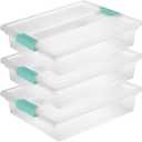 Tribello Plastic Storage Containers With Lids For Organizing - (Large - 14 x 11.5 x 3)
