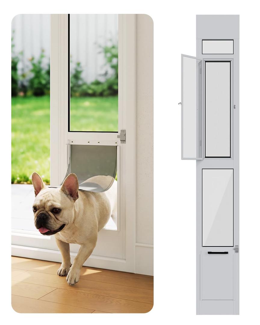 FurrFinesse Large Dog Door for Sliding Glass Door Insert, Dogs Up to 75 lbs
