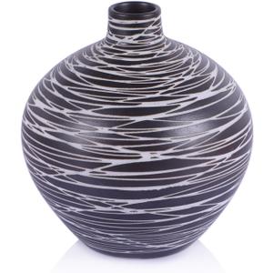 orenm Ceramic Modern Outline vase,Black and White Striped Bottle Neck vases,for Pampas Grass for Coffee Table Centerpiece,Nightstand,Bookshelf,Minimalist Living Room,Bathroom Decor (Line-A)