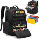 Tool Bag Backpack for Men with 3 Tool Pouches, Heavy-Duty Tool Storage Organizer Bag with Padded Shoulder & Waist Support, Tactical Work Tool Bag for Electrician, Repairman, HVAC Techs, Black