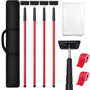 Dust Barrier Poles Kit, 12.8FT Spring Retractable Kit, 4 Pack
