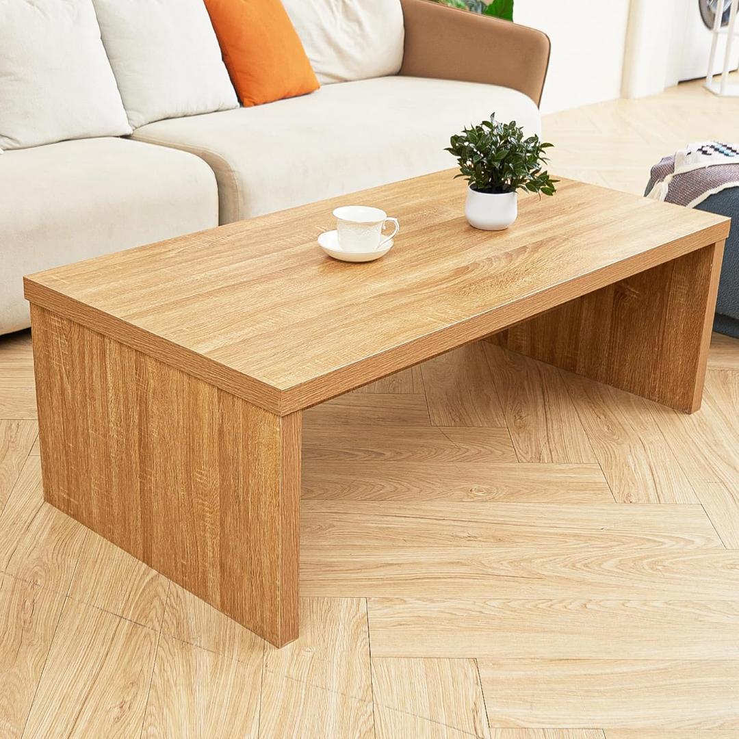 Rectangular Eco Friendly Engineered Wood Coffee Table for Living Room Cocktail Sofa Table, Wood Color