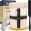 Sourdough Starter Jar Kit - 47 oz Large Wide Mouth Bread Starter Jar with Feeding Tracking Band, Silicone Spatula, Sourdough Bread Baking Supplies (47 oz. Sourdough Jar)