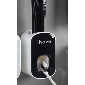iHave Toothpaste Dispenser Wall Mount for Bathroom Automatic Toothpaste Squeezer (Black)