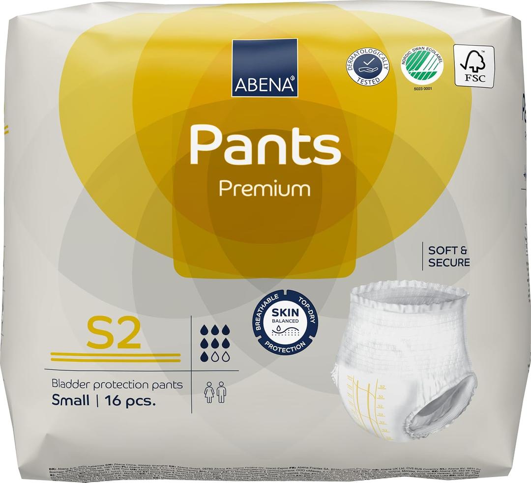 Abena Pants, Premium Protective Underwear, Level 2, Small, 16 Count