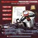 3-In-1 304 Stainless Steel Pressure Cooker 10 Quart: [3 PSI Settings], One-Hand Locking, Induction Compatible, Glass Lid & Steamer Rack Included, Olla de Presion