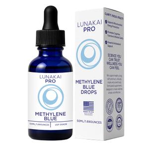 Lunakai PRO USA Made Methylene Blue Pharmaceutical Grade  99.99% Pure USP Grade 1% Methylene Blue Drops for Humans  Cognitive & Focus Support Supplement, Exp Date: 01/2028