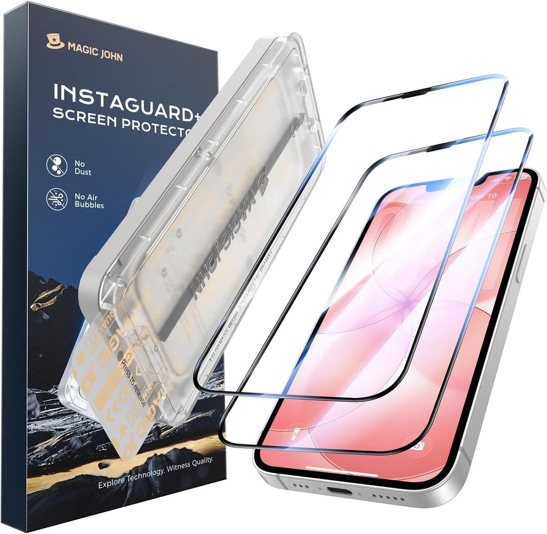 MAGIC JOHN 2PACK 3rd Gen for iPhone 17e Screen Protector, One-Pull Easy Install, HD Clear, Smooth Touch, Auto-Align Screen, 9H Glass