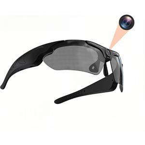 Camera Glasses, HD 1080P Sports Sunglasses Camera Video Glasses, Audio and Video Recording, Outdoor Wearable Polarized Lenses for Cycling, Hiking (Black)