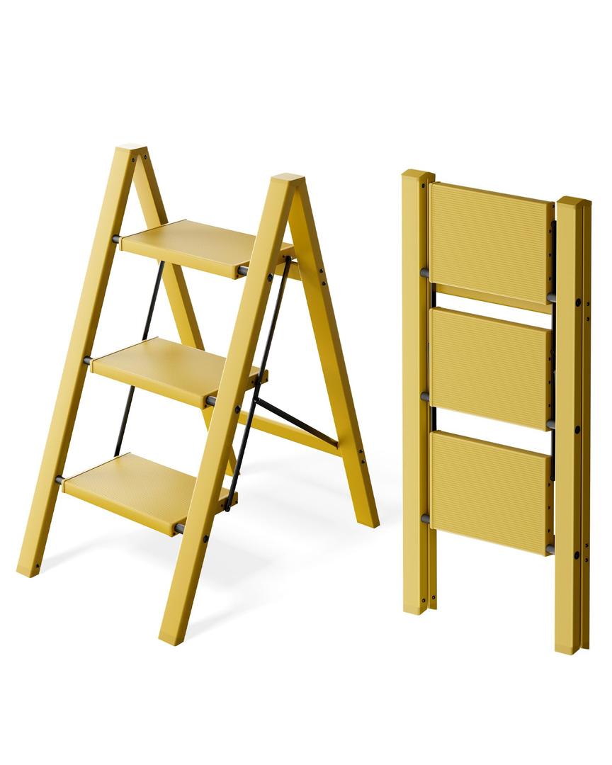 BEFITMACE 3 Step Stool Foldable Ladder, Lightweight Aluminum Step Ladder