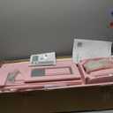 Garvee Kids Vanity with Tri-Fold Mirror, Little Girls Vanity Table & Stool, Kids Makeup with Drawer & Open Shelves for 3-9 Yrs Girls, Pink