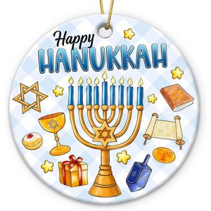 2 x Hanukkah Gifts 2025, Meaningful Spiritual Jewish Gifts for Women, Men, Double Sided Christmas Ornament for Hanukkah Decorations Tree, Gift for Jewish Men Friends, Neighbors, Mom, Dad