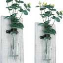 Zelura 2 Pack Wood Glass Wall Vases and Plants Artificial, Indoor Wood Hanging Vase, Modern Farmhouse Wall Decor for Bathroom Office and Living Room, Farmhouse Sconces Wall Decor (White)
