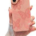 Compatible with iPhone 16 Case Cute Butterfly Pattern Design for Girls Women, Soft Silicone Shockproof Protective Designed for iPhone 16 Case-Pink