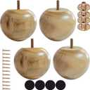 3 Inch Wooden Sofa Legs - Solid Wood Sofa Furniture Replacement, Cabinet/Desk/Bookcase Legs DIY, with Mounting Plate & Screws Set of 4