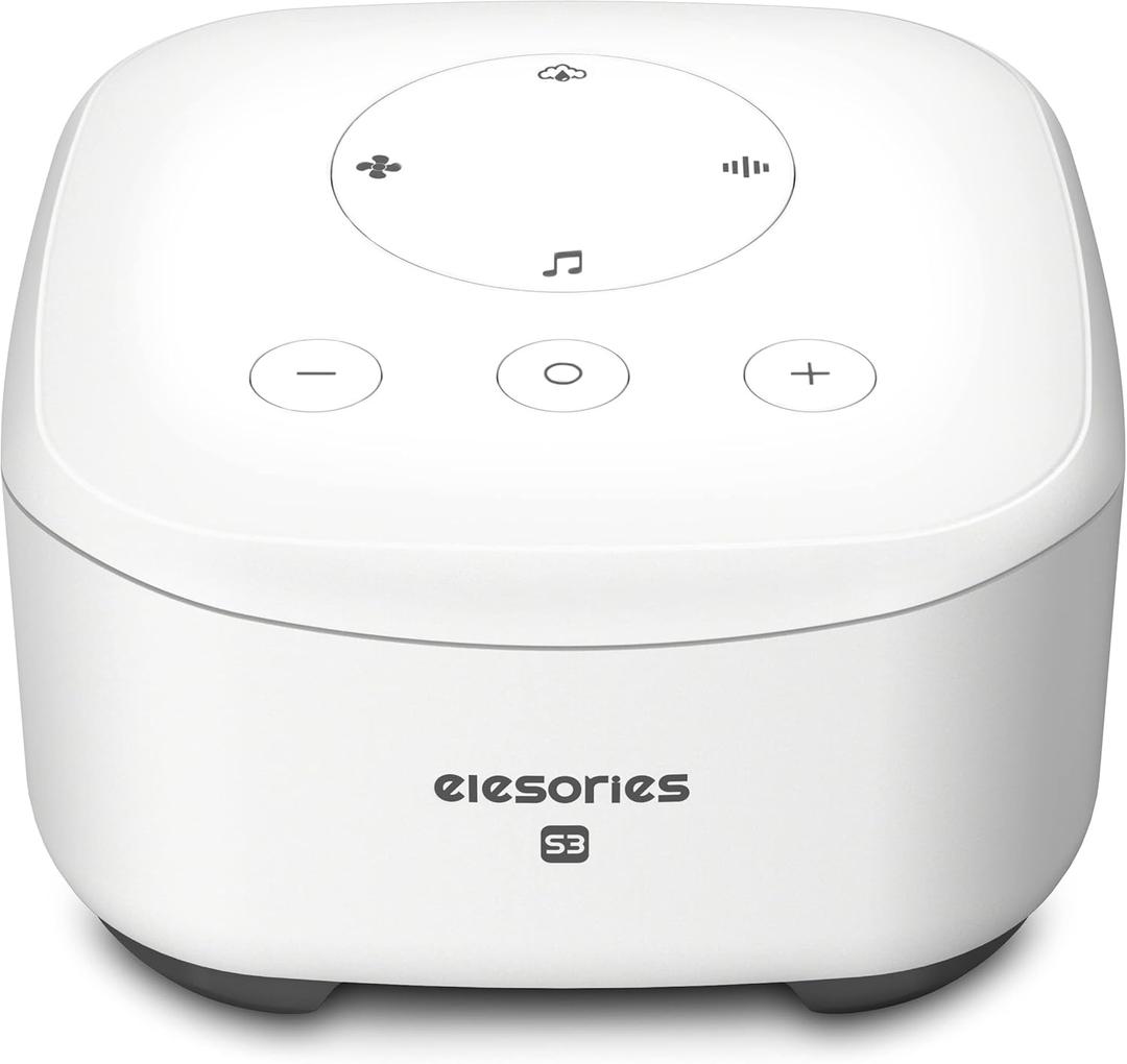 elesories White Noise Machine for Sleeping Nursery Office Home, Memory Function, Sleep Timer, Sound Machine with 20 Soothing Sounds, Sound Machine Baby Sleep Therapy Powered by AC or USB