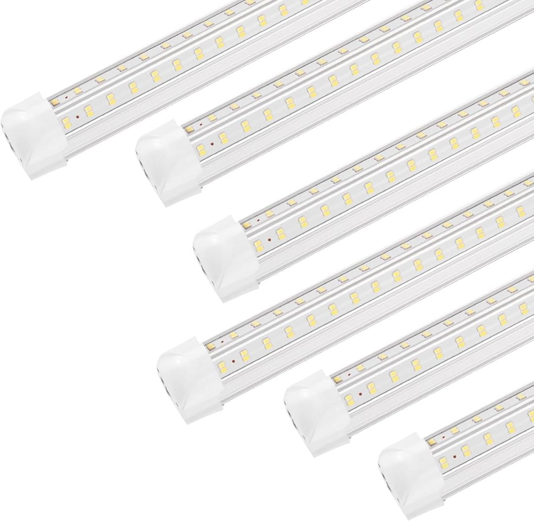 XLNYUUI Led Shop Lights,4FT LED Light 50W 6000K 7000LM Led Daylight, Garage Light, Linkable Clear Cover Integrated V-Shape for Garage Warehouse Workbench Workshop (6-Pack)