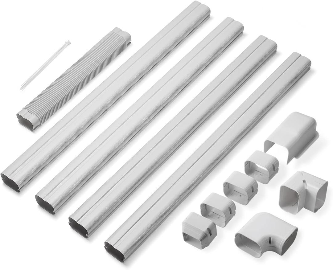 TURBRO 4" W  14' L Decorative PVC Line Cover Kit for Mini Split and Central Air Conditioners, AC Heat Pumps Systems TURBRO 4" W  14' L Decorative PVC Line Cover Kit for Mini Split and Central Air Conditioners, AC Heat Pumps Systems