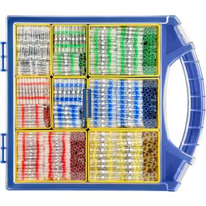 haisstronica 1000PCS Solder Seal Wire Connectors, Marine Grade Heat Shrink Wire Butt Connectors AWG 26-10 (5Colors/5Sizes) with Removable Storage Bins