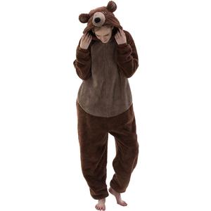 COSUSKET Snug Fit Unisex Adult Onesie Pajamas, Flannel Cosplay Animal One Piece Halloween Costume Sleepwear Homewear (Large, Brown)