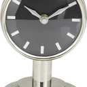 Deco 79 Stainless Steel Metal Decorative Clock Small Mantel Clock, Tabletop Clock 4" x 4" x 7", Silver
