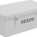 Seed Saving Box, Metal Seed Bin, Seed Storage Organizer, Seed Packet Container with Lid, Seed Envelope Storage Box, 4 Compartments Garden Seed Bin with Safety Locks-White