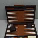 VOVOTUZZI Backgammon, Backgammon Sets for Adults, 15" Backgammon Board Games, Backgammon Set Leather Travel Strategy Game, Brown