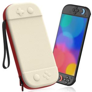 STARTRC GAMES Slim Carrying Case for Nintendo Switch 2 2025, Hard Shell Travel Case with 12 Game Card Slots, Portable Carry Bag for Switch 2 Console White & Red