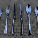 Flatware Set 18/10 Stainless Steel Mirror Polished Blue Cutlery - Silverware Utensil Set of Serrated Steak Knife Dinner Fork Knife Spoon Salad Fork Dessert Spoon,24 Piece Service for 4