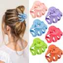 2.8 Medium Matte Hair Claw Clips for Thin Hair, 90' Strong Hold Non-slip Neutral Octopus Jumbo Hair Accessories for Women and Girls (Shiny) (Multi-coloed)
