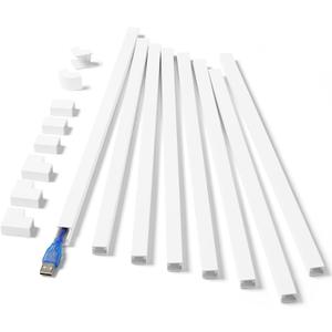 One-Cord Hider Kit, 126in Cable Covers for Wires on Wall, Mini Wire Hider for Wall Mounted TV, White Cable Raceway, Paintable Cord Cover Cable Management for Home Office, 8 x L15.7in W0.6in H0.4in (Small)