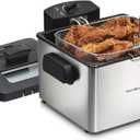 Hamilton Beach 35042 Professional Style Electric Deep Fryer, Frying Basket with Hooks, 1800 Watts, 5 Liter, Stainless Steel (21 Cups / 5 Liters Oil Capacity)