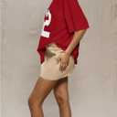 SOLY HUX 2024 Jersey Shirts for Women Number Graphic T Shirt V Neck Half Sleeve Oversized Tees Summer Streetwear Tops Red Letter Large