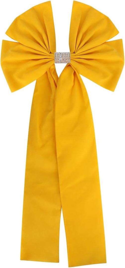 36x18 Inches Extra-Large Christmas Tree Topper Bow Yellow Velvet Ribbon Gift Bows for Christmas Home Decor, Outdoor Indoor Car Decoration (Yellow)