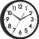 AKCISOT Atomic 12 Inch Wall Clock Analog Clocks for Indoor Kitchen, Battery Operated Clock for Bedroom Office Classroom Living Room(Black)
