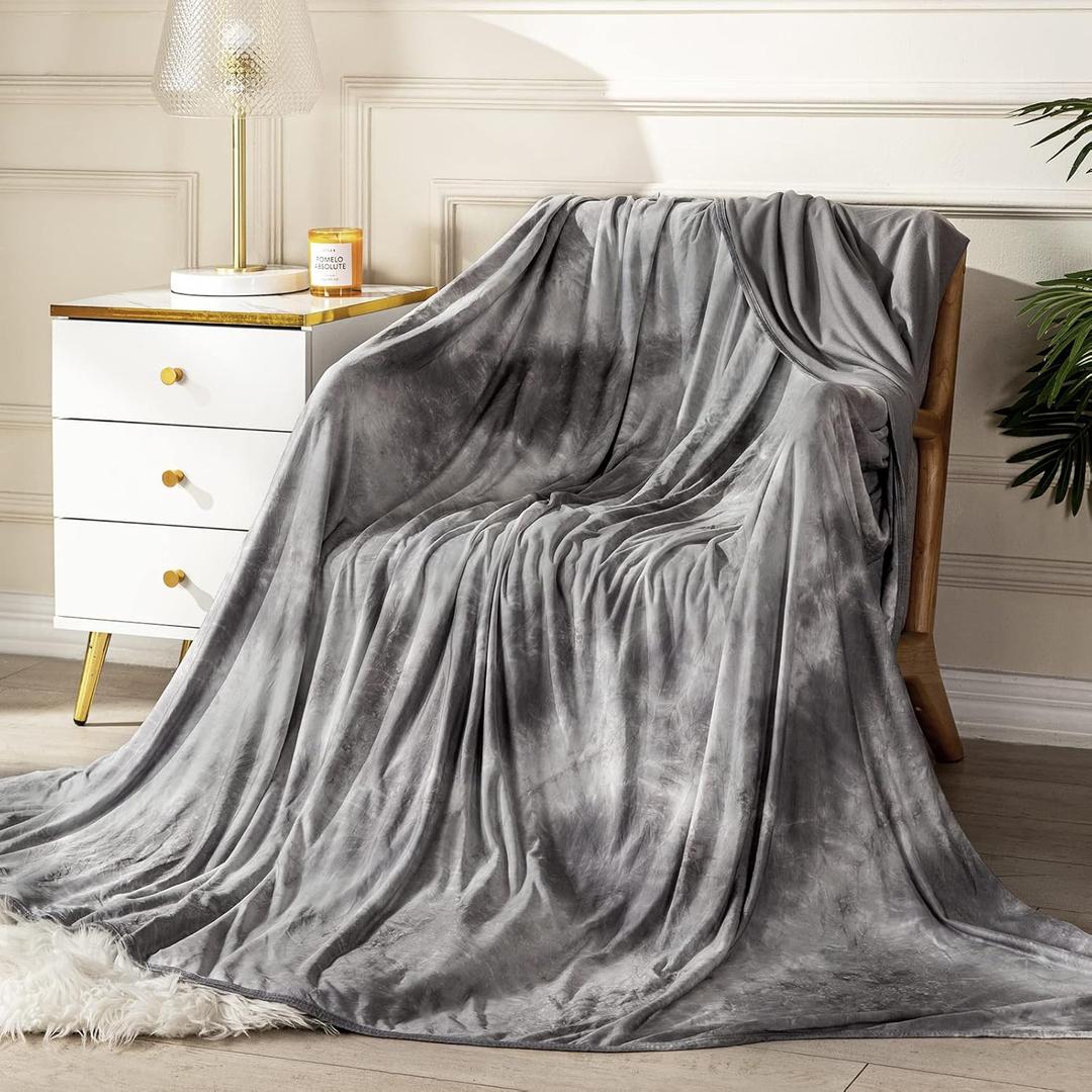 Topcee Cooling Blanket (90"x104"King Size) for Hot Sleepers,Absorbs Heat to Keep Body Cool for Night Sweats,100% Oeko-Tex Certified Cool Fiber,Breathable,Comfortable, Hypo-Allergenic, All-Season. (Grey Watercolor)