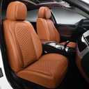Car Seat Covers Full Set, Leather Seat Covers for Cars, 2 Packs Breathable Seat Cover, Suitable for SUV/Truck/Sedan/Automotive (Brown)
