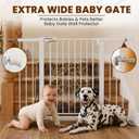 Mumeasy 29.7-48" Baby Gate for Stairs, Pressure Mounted Dog Gate for Doorways, Extra Wide Walk Thru Safety Pet Gate for Doors with Auto Close, Easy Install Child Gate for Hallway Indoor House, White