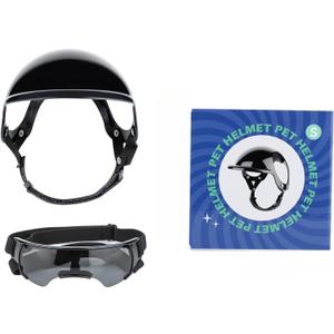 Dog Goggles for Small Dogs with Helmet and Goggles, 2 Pcs Doggy Glasses and Pet Motorcycle Helmet with Earholes Adjustable Straps, Safety Helmet for Puppy Riding (B)