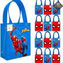 Spiderman Party Favor Bags Set 12 Pack 8" Marvel Party Goodie Bags for Kids Bulk Reusable Mini Totes | Spiderman Birthday Party Supplies