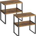 Kitchen Cabinet Organizer Shelf Set of 4, Sturdy Kitchen Counter Shelves with Metal Legs, Stackable Expandable Wood Spice Rack Pantry Cupboard Dish Mug Cup Storage Organizer Shelf, Rustic Brown