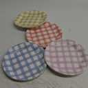 Tioncy 40 Pieces Gingham Cake Dessert Paper Plates 9 Inch Colorful Round Picnic Paper Plates Disposable Dinnerware Lunch Tableware for Picnic Wedding Birthdays Camping Party 4 Colors