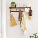 AMBIRD Wall Hooks with Shelf 28.9inch Entryway Wall Hanging Shelf, Wood Coat Hooks, Coat Rack Wall Mount Rack with 5 Dual Hooks, Glasses Organizer and Hat Organizer
