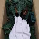 Outdoor Christmas Tree Urn Filler 2 Set, Pre-lit Artificial Flocked Xmas Tree with Cones & Red Berries, Small Christmas Tree with 70 Warm Lights (Green)