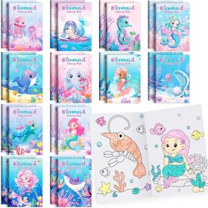 BenLouis 24 Pcs Mermaid Mini Coloring Books Kids Little Mermaid Party Favors Small Activity Books Bulk for Kids Ocean Birthday Goodie Bags Stuffers Return Gifts Classroom Travel