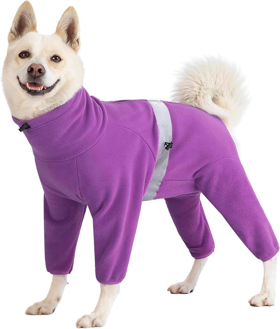 Dog Winter Coats for Medium Large Dogs, Warm Polar Fleece Dog Jacket, Winter Dog Clothes Pullover, Cold Weather Dog Jumpsuit Onesie, Dog Snow Jacket, Dog Apparel Outfit (Purple)