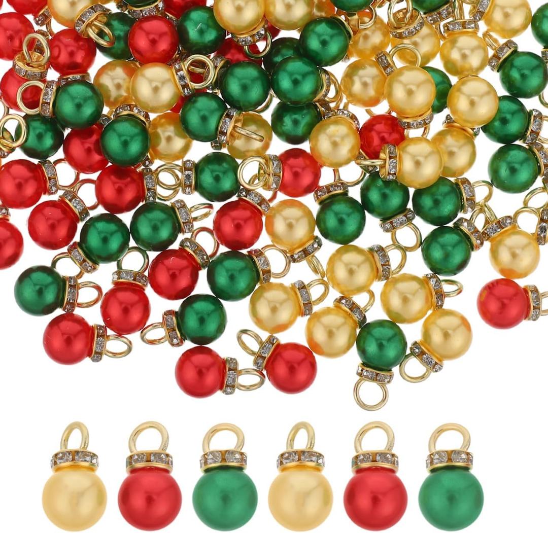 PRETYZOOM 150pcs Mini Christmas Ball Ornaments 0.3'' Multicolour Imitation Pearl Beads for Small Xmas Tree Decoration, Shatterproof Plastic Baubles for Craft, Christmas Party Supplies
