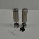 Electric Salt and Pepper Grinder Set - Battery Operated, Stainless Steel Shakers with Adjustable Fine & Coarseness, One Handed Operation, LED Light & Complimentary Mill Rest Tray ((AA) Pack of 2)